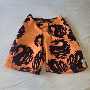 Hawaiian Island Creations Board Shorts Mens 32 Velvet Burnout Y2K Retro Dragons